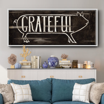 Grateful Pig- Framed Canvas