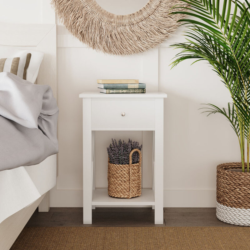 Maceo Solid Wood End Table, White