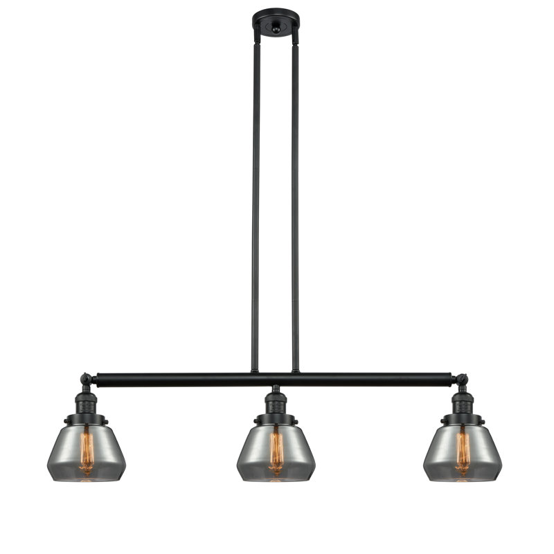 Luminaire suspendu linéaire à 3 lumières pour îlot de cuisine Chill, Plaqué couleur fumée, Cuivre antique