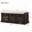 Banc de rangement rustique avec 3 panier en rotin classique amovible et coussin amovible-715805327