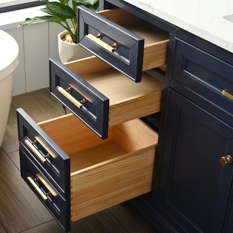 Thompson 60" W Single Bathroom Vanity, Indigo Blue/Brushed Gold
