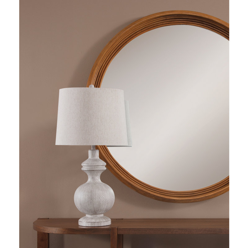 Krishina Rustic Resin Baluster Table Lamp with Neutral Fabric Shade