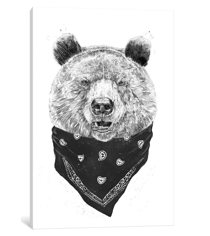 « wild bear », impression sur toile, H 18 po x l 12 po x P 1,5 po