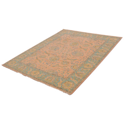 One Of Kind Hand Knotted Modern Oushak Coral Rug 8'2" x 10'4"