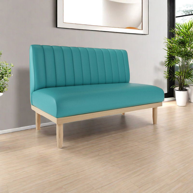 Banc rembourré en similicuir Modern Simple Cafe, Bleu turquoise foncé