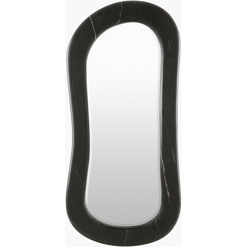 Roman Mirror, Black, Genuine Marble