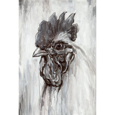 Bw Painted Rooster - Wrapped Canvas Painting