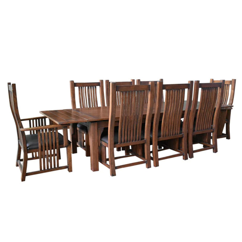 Solid Wood Solid Wood Top Four Leg Dining Set, Dark Brown