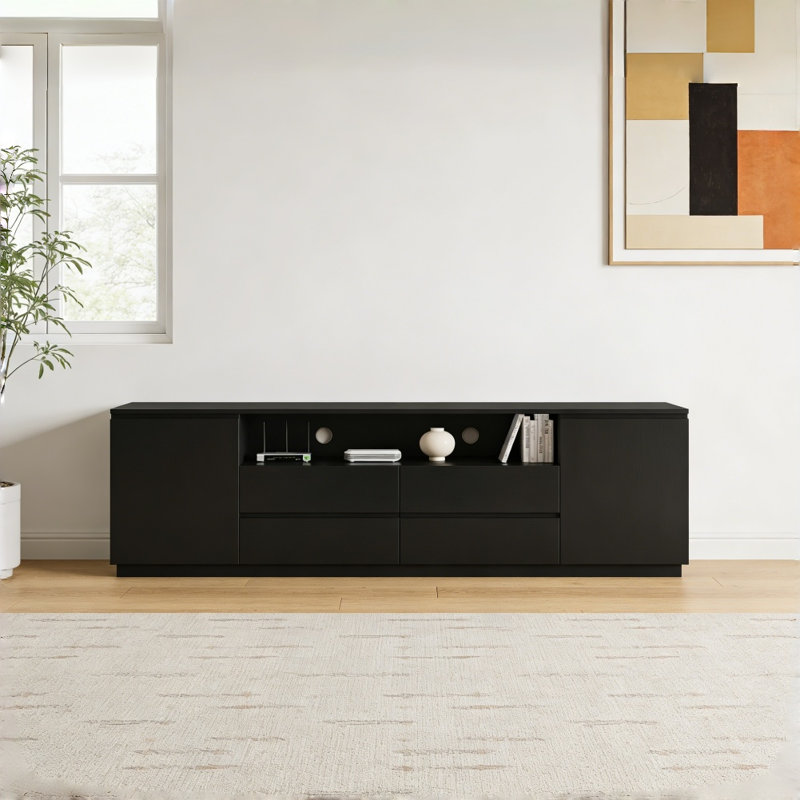 Meuble télé simple et tendance, H 23,62 po x L 78,74 po x l 15,75 po, Noir