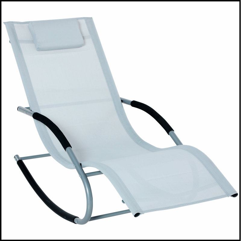 Chaise longue à bascule Outsunny Zero Gravity, structure en acier durable et lin respirant pour un confort et une détente ultimes.