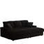 Canapé 3 places en velours côtelé de 213 cm avec coussins de dossier, 2 coussins décoratifs pour un confort optimal dans le salon, repose-pieds avec rangement et porte-gobelets, canapé à assise profonde et confortable