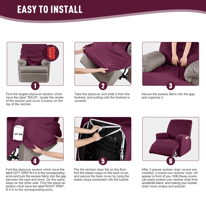 Housse pour fauteuil inclinable avec poches Wald, Bourgogne