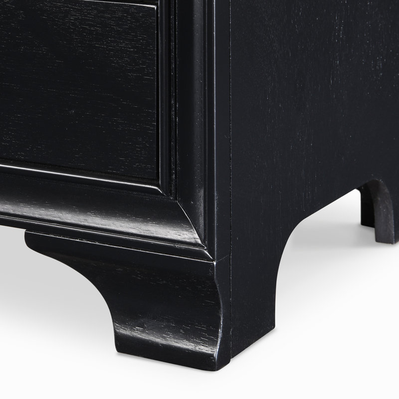 Edmond Black Wood Nightstand with USB Charging Station