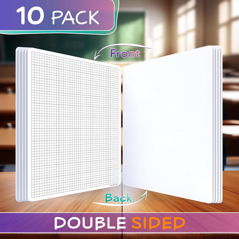 Scribbledo Small Grid Dry Erase Sheets 9”x12”