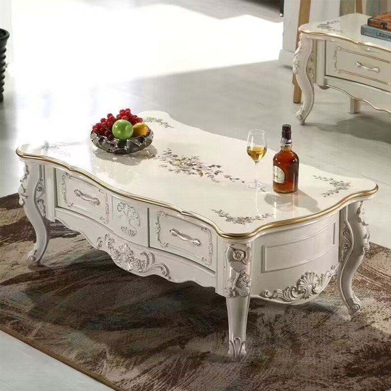 Table basse en bois massif laqué de style européen