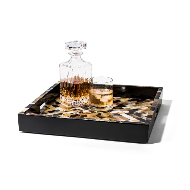 Decorative Tray, Brown/Black, Patchwork