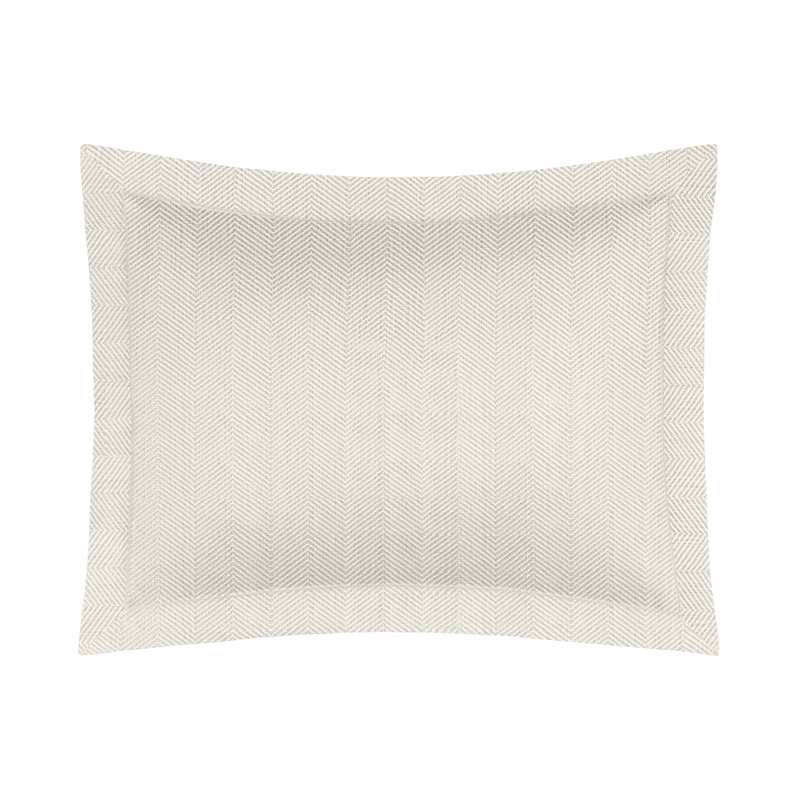 Taie décorative à motif de chevrons en lin Zebra, Standard, Ivoire ivoire