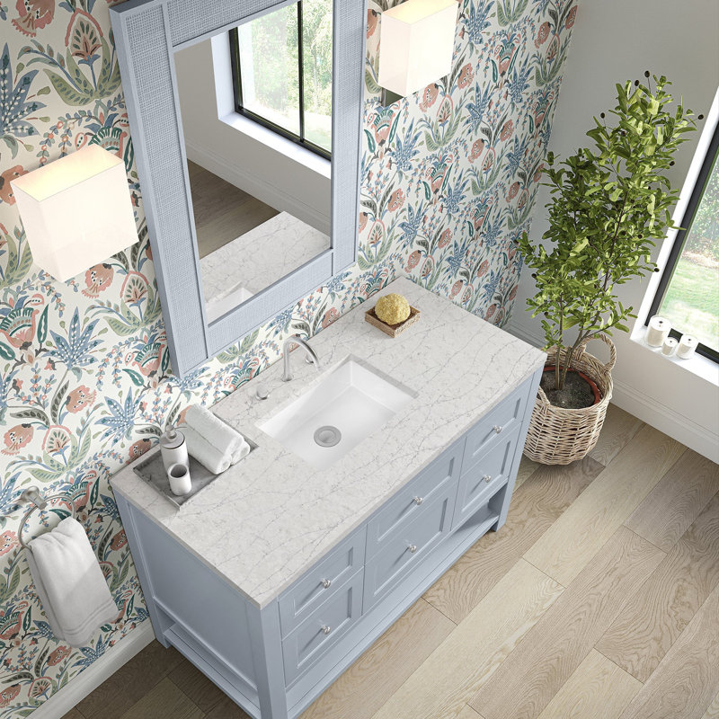 Breckenridge 48'' W Single Vanity, Serenity Blue, Eternal Jasmine Pearl, 8" Widespread