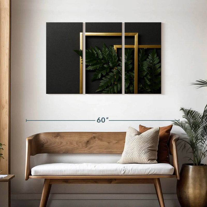 Harnek Ferns In Golden Frames, H 28 po x l 45 po