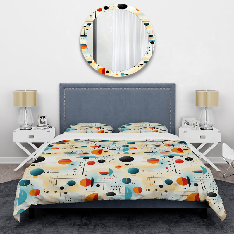Mcm Abstract Artistry - Ensemble de housse de couette Mid-Century, Housse de couette pour grand lit et 2 taies décor