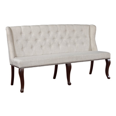 Linen Blend Upholstered Bench