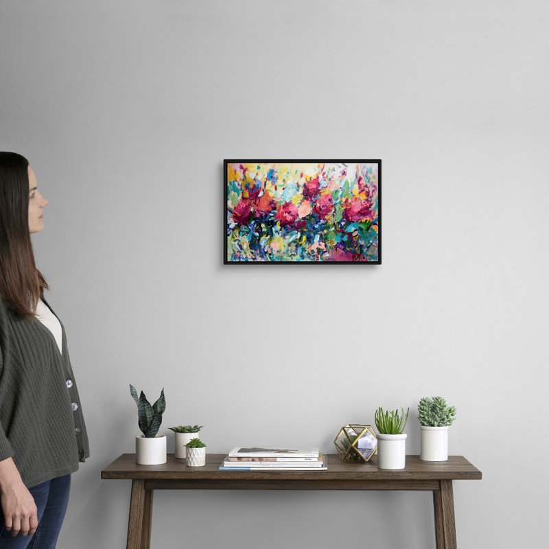 «The Garden at Naples» par Amira Rahim - reproduction d'art, H 14 po x l 20 po x P 1,75 po, Toile avec cadre noir