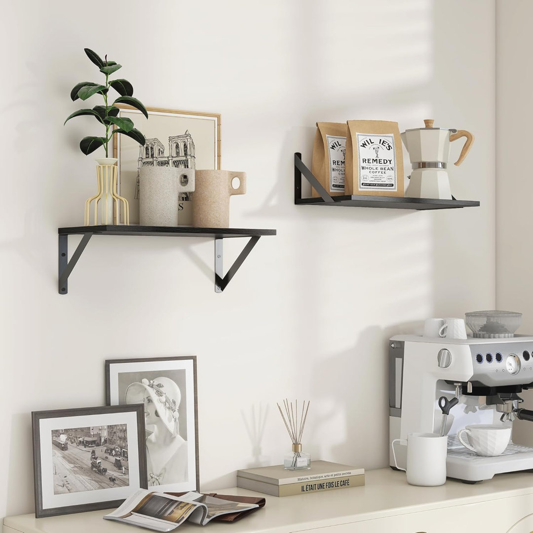 2 Pack 40cm Floating Wall Shelves with Metal Brackets