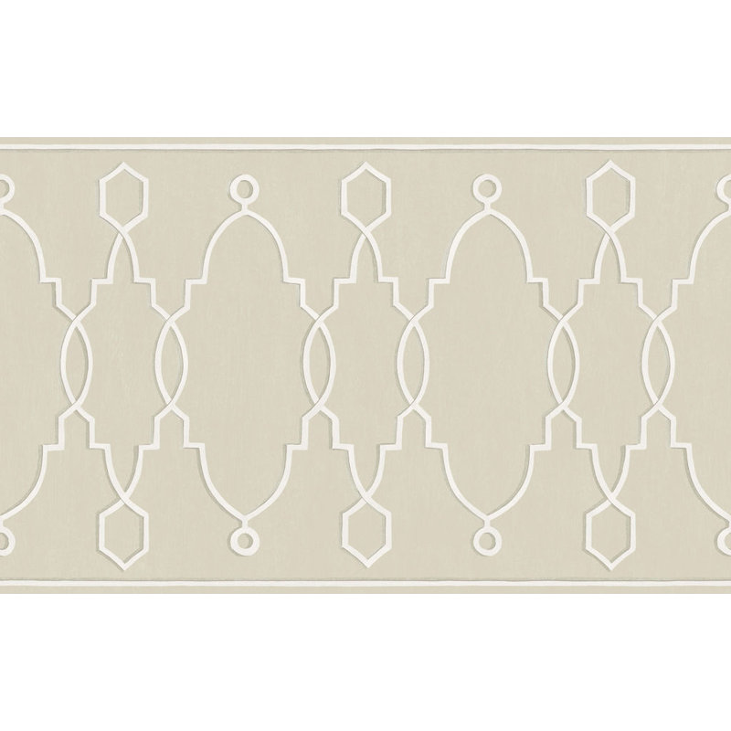 Parterre Geometric Wallpaper Border, Stone