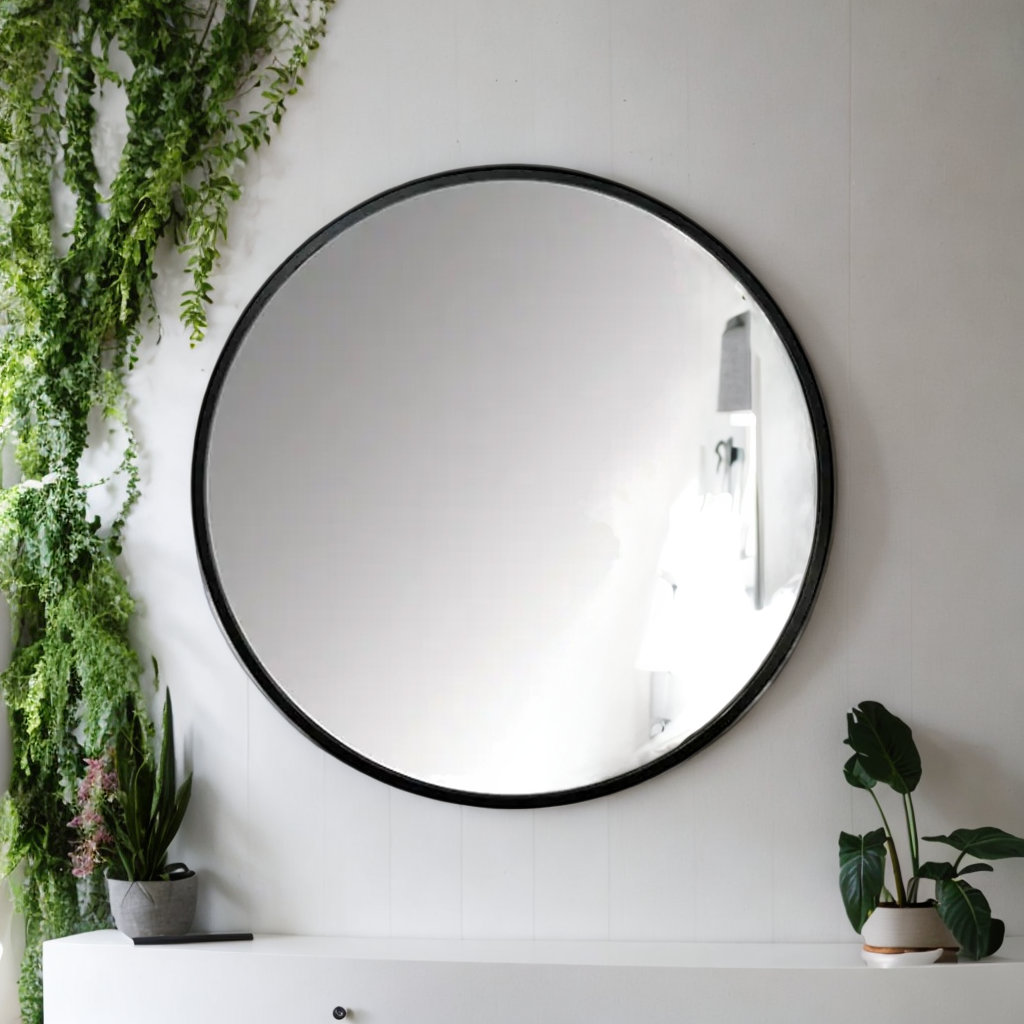 Roberts Accent Mirror, 60" x 60", Black, Metal