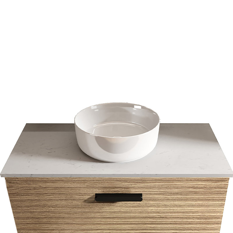 , Évier en céramique blanche de haute qualité avec chaleur et teinture brillantes, facile à nettoyer, forme ronde, dimensions de 15,19 po, 17,81 lb, idéal pour les salles de bain à la maison