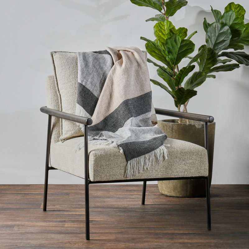 Talara Hand Woven Blanket, Gray/Natural/Charcoal