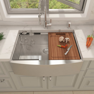 30'' L Farmhouse / Apron Single Bowl Stainless Steel Kitchen Sink