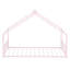 Lit à baldaquin simple en métal rose avec structure sécurisée et toit amusant-2077853723-2077853703