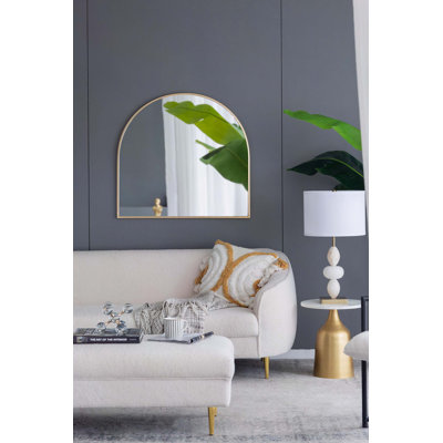 33" x 31"  Arched Decorative Accent Mirror with Iron Gold Frame, Wall Deor for Bathroom, Bedroom, Entryway, Mantel