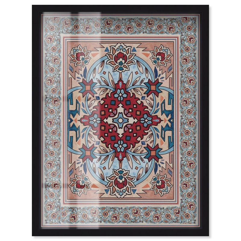 Décoration murale orientale à motif floral en boîte décorative par Art Remedy, Noir, H 21 po x l 17 po