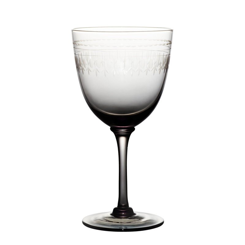Handmade Crystal Wine Glass, Clear/Black