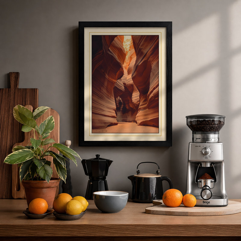 Canyon Light and Shadow Rustic - Framed Print, A1 - 84.1 x 59.4 cm, Black