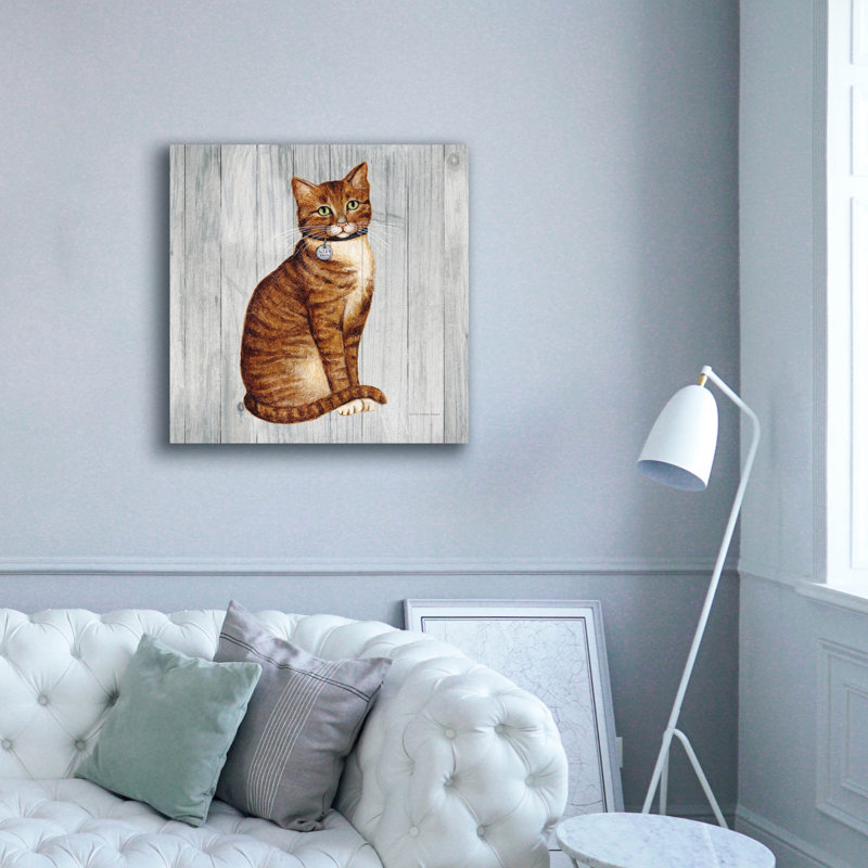 Art mural sur toile Winston Porter «Country Kitty 4 On Wood» par David Carter Brown, H 37 po x l 37 po x P 1,5 po