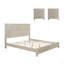 Ensemble de chambre à coucher 3 pièces avec un très grand lit et 2 tables de chevet, beige