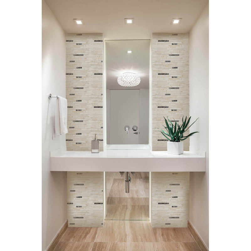 Tibet Linear Marble Tile, Cream