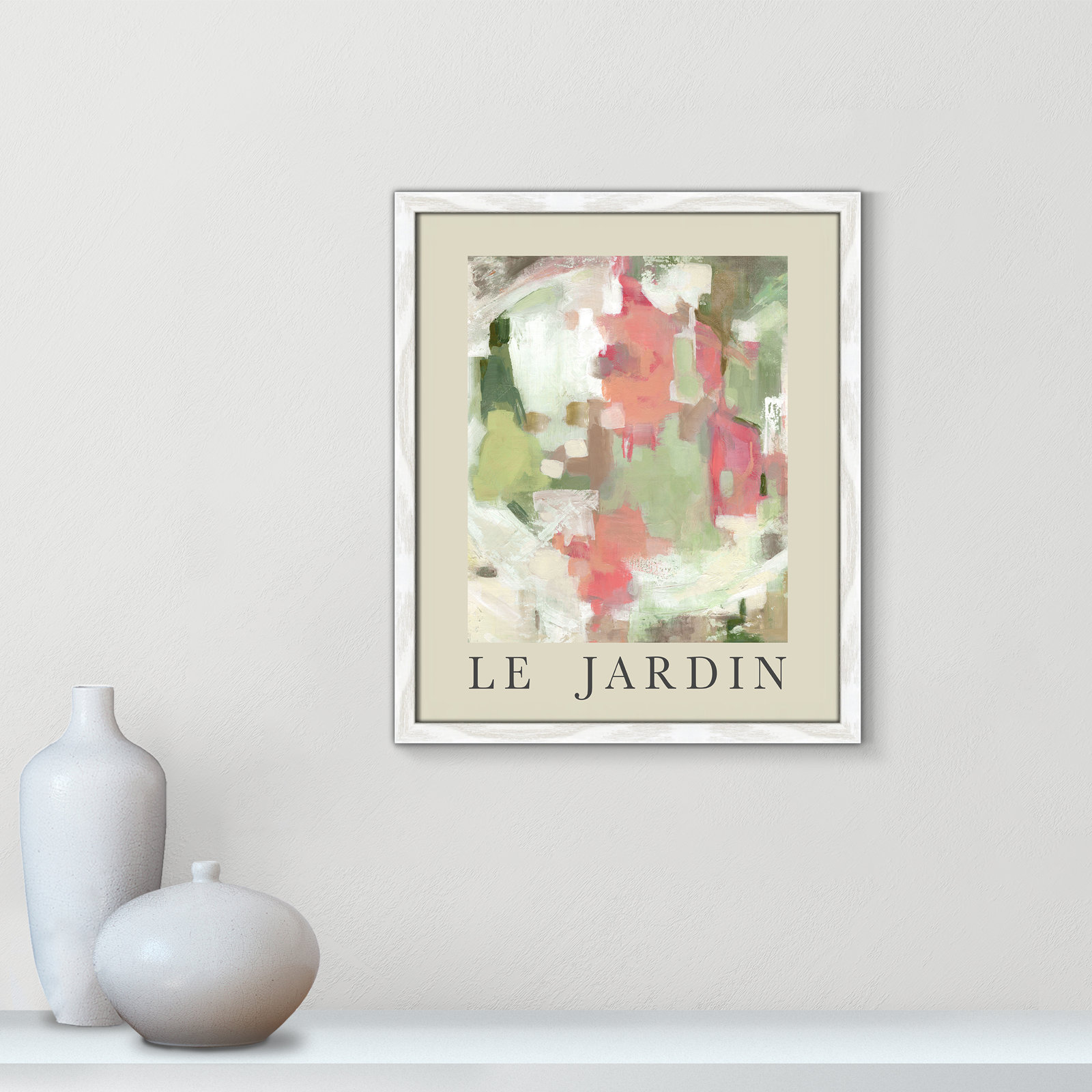 Riya "Le Jardin" Print by Carol Robinson, White Single Picture Frame, No, 19" H x 16" W x 0.75" D