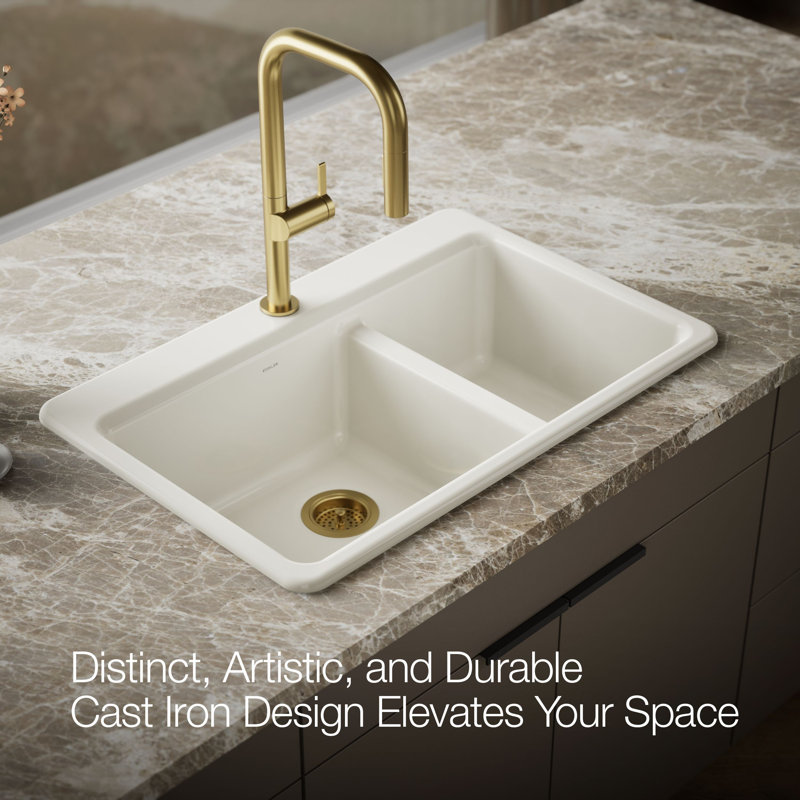 Riverby Top-Mount Large/Medium Double-Bowl Kitchen Sink with Accessories and Single Faucet Hole