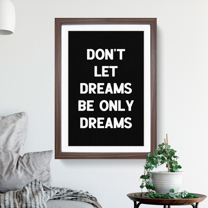 Dreams - Picture Frame Typography, Walnut, 48cm H x 36cm W x 2cm D