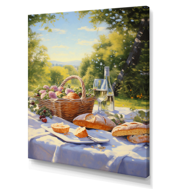 «Food Picnics Tranquil Retreat II», reproduction d'art sur toile, H 20 po x l 12 po x P 1 po, Toile tendue