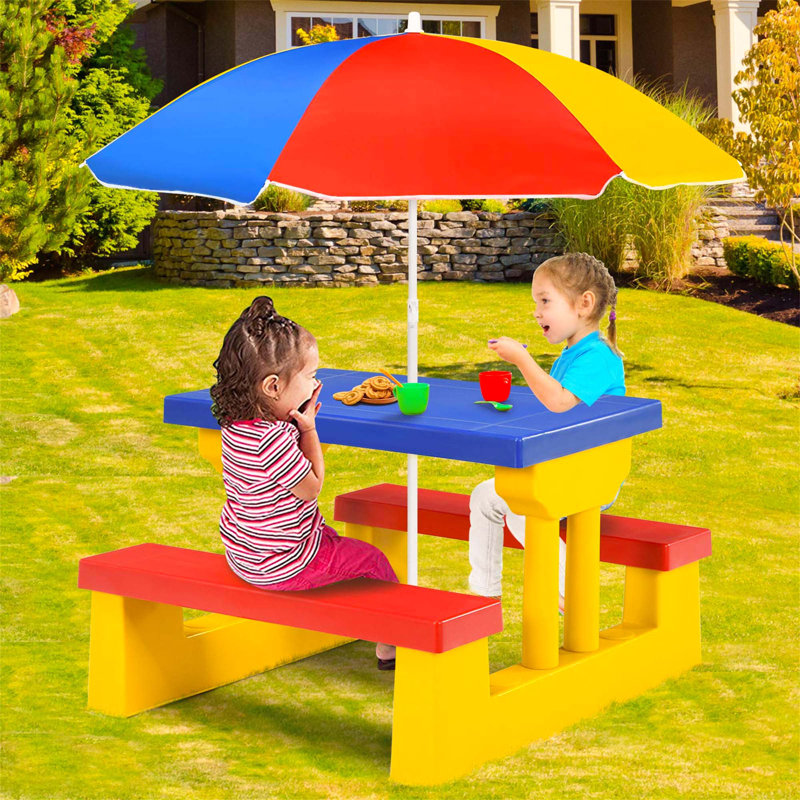 Tichenor Kids Rectangular Outdoor Table Or Chair and Chair Set