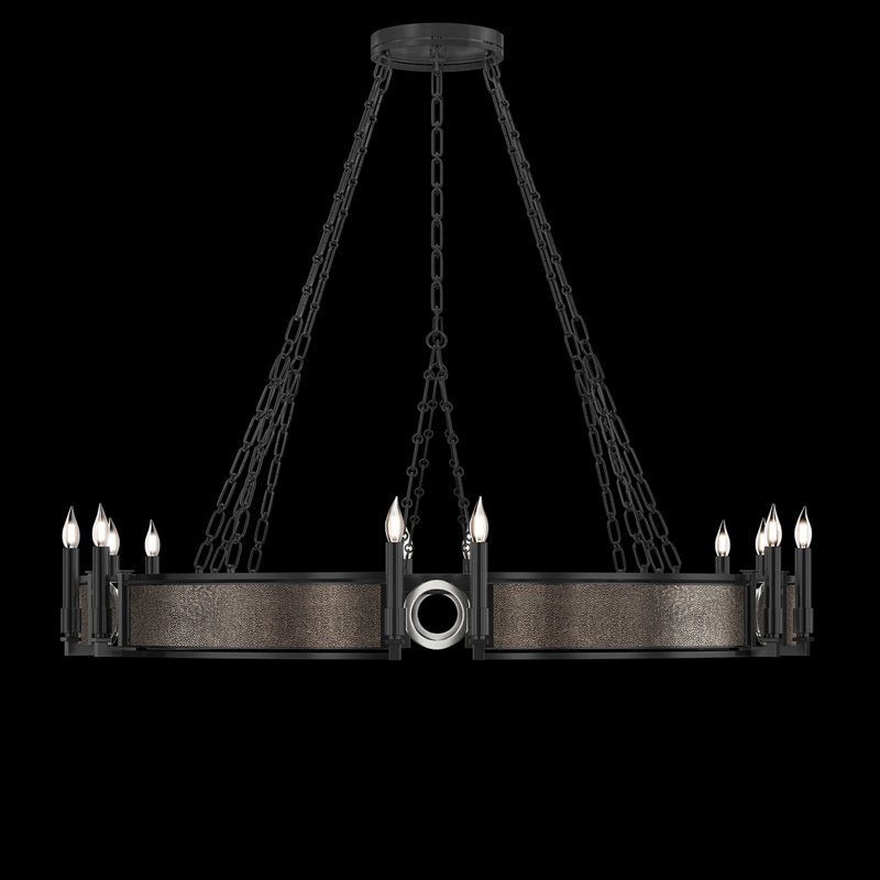 Lustre rond l 49,75 po Mirage, Galet / noir mat / nickel