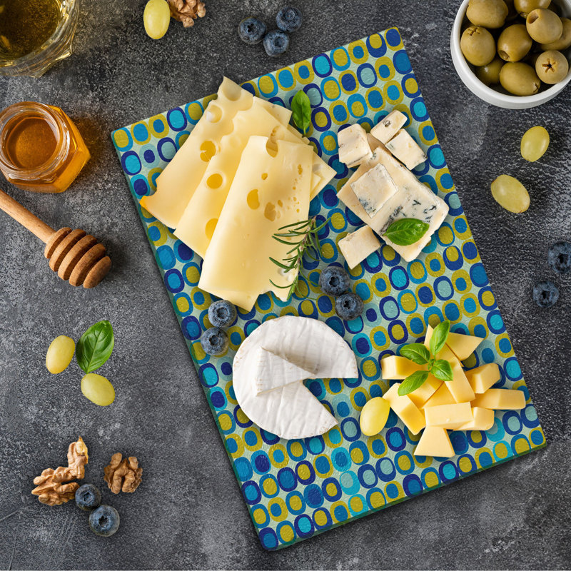 Multicolore, planche à découper en verre trempé jaune et bleu Ambesonne