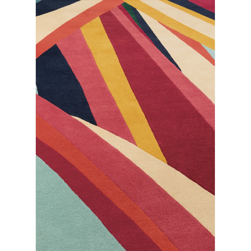 Ipanema Hand Tufted Wool Abstract Area Rug in Green/Red/Yellow, Rectangle 6'7" x 9'10"
