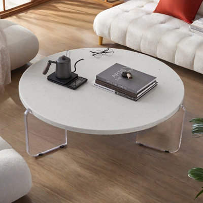Coffee Table with Terrazzo Top and Acrylic Legs