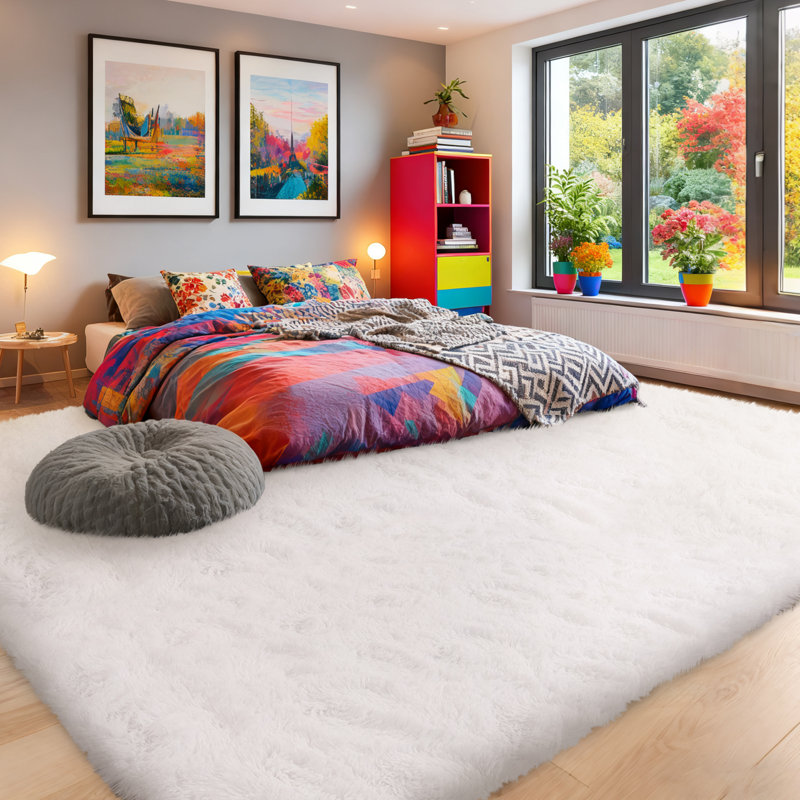 Silk-Cloud Series - Sleek Premium Velvet Area Rug, Smooth Touch Silky Microfiber, Non-Slip & Shed-Free Minimalist Shag Rug for Bedroom
